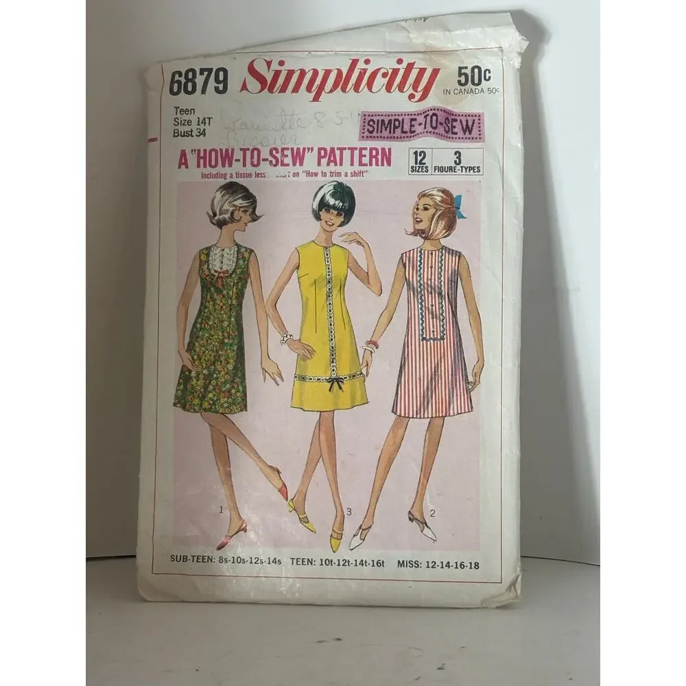 Simplicity Vintage Sewing Patterns 70s AS IS Condition 6879 8931 8373 Teens Jrs